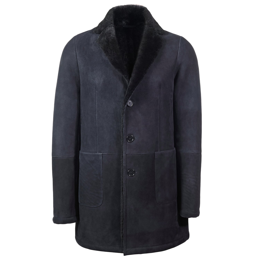 Mavi Diocleziano Erkek Kürk Kaban