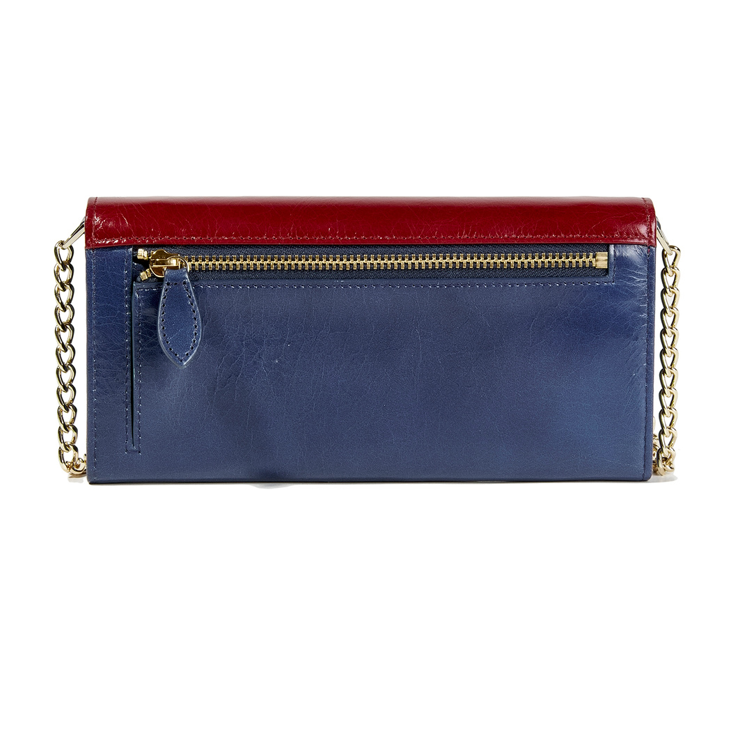Mavi Kadın Zincir Detaylı Deri Cüzdan