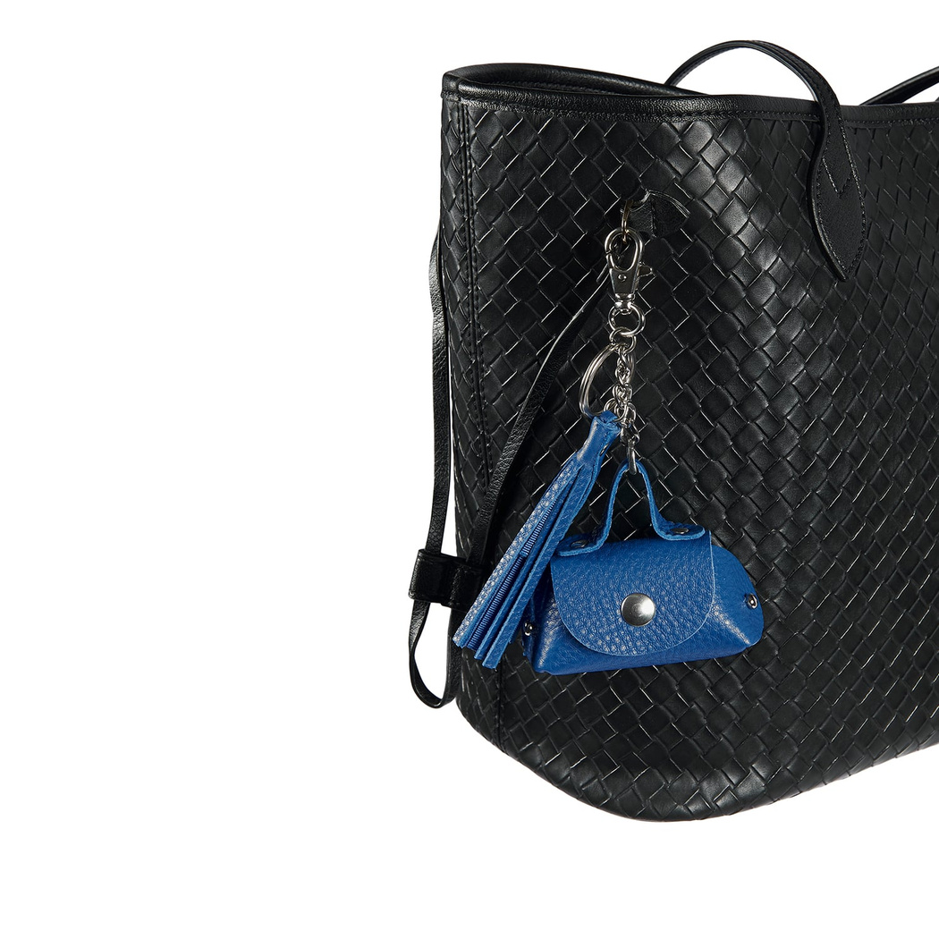 Mavi Mini Deri Anahtarlık