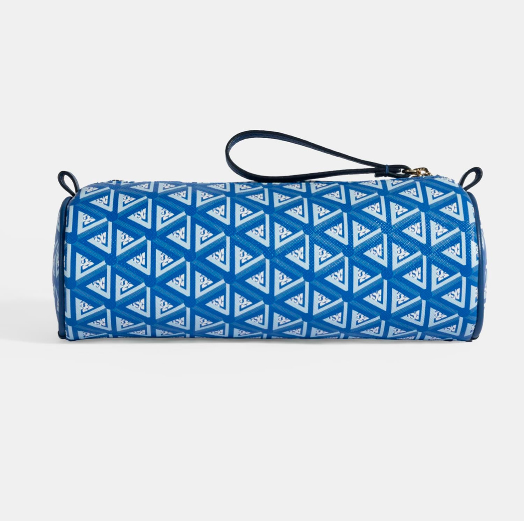 Mavi Monogram Desenli Kalemlik/Tıraş/Makyaj Çantası
