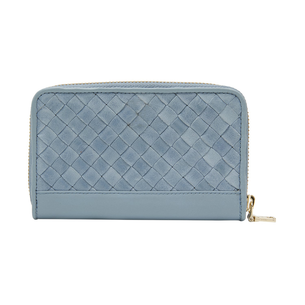 Mavi Örgü Deri Kadın Cüzdan
