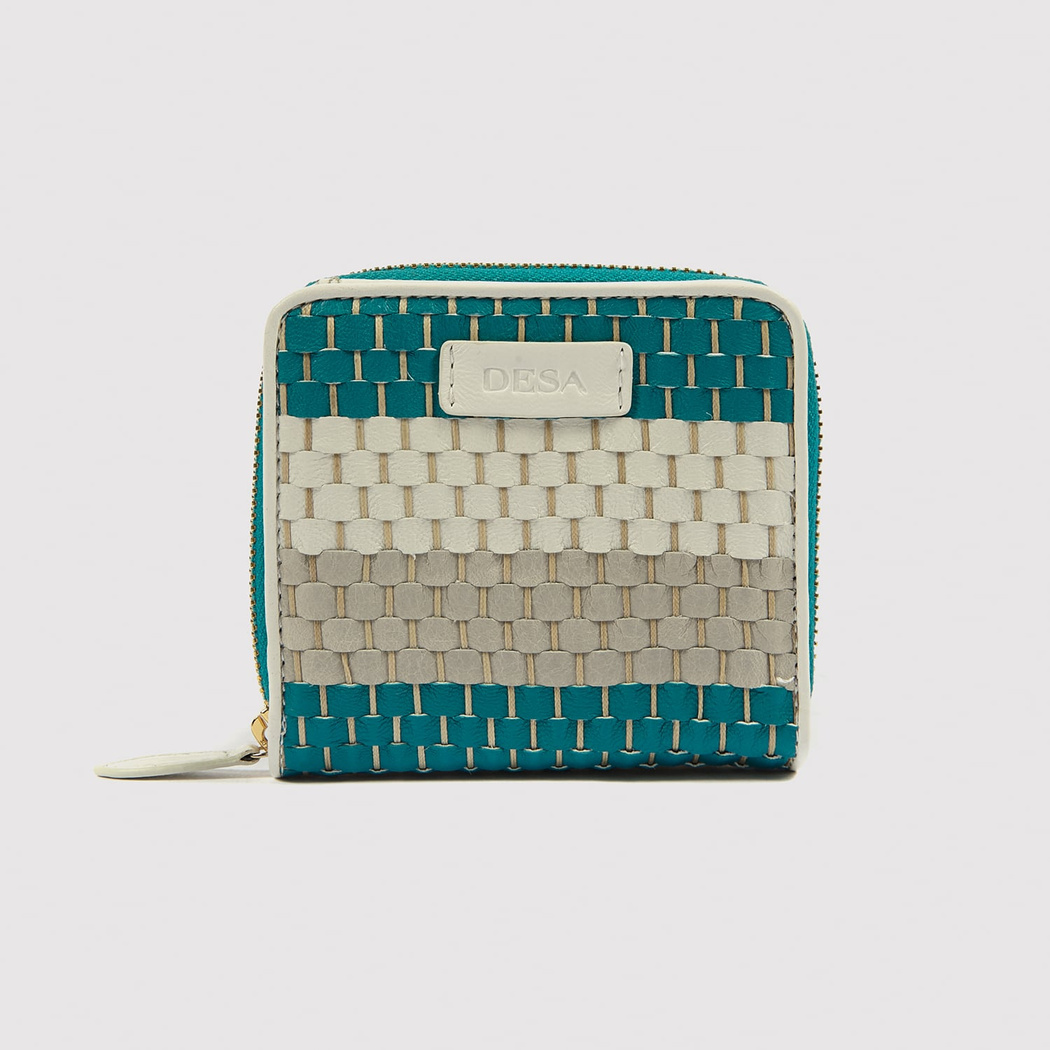 Mavi Örgülü Kadın Deri Cüzdan