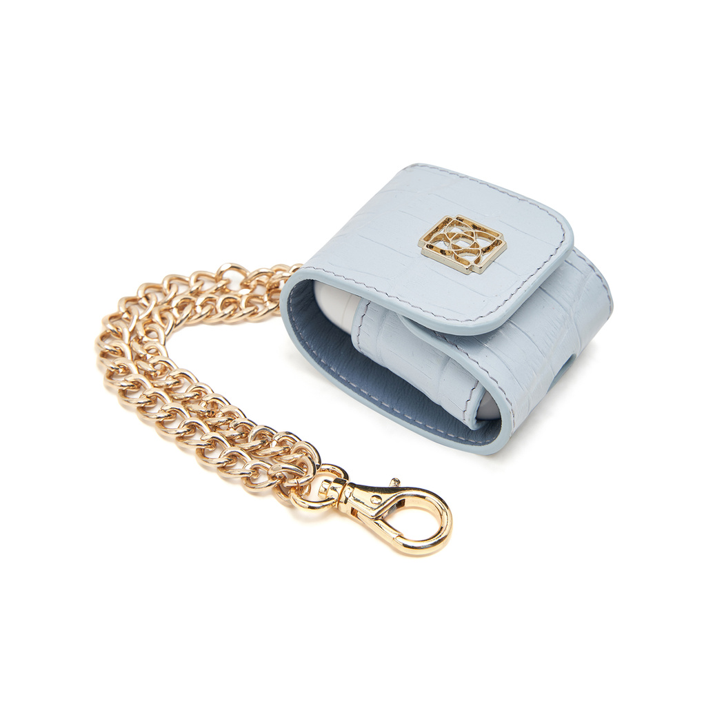 Mavi Zincir Detaylı Deri Airpods Kılıfı