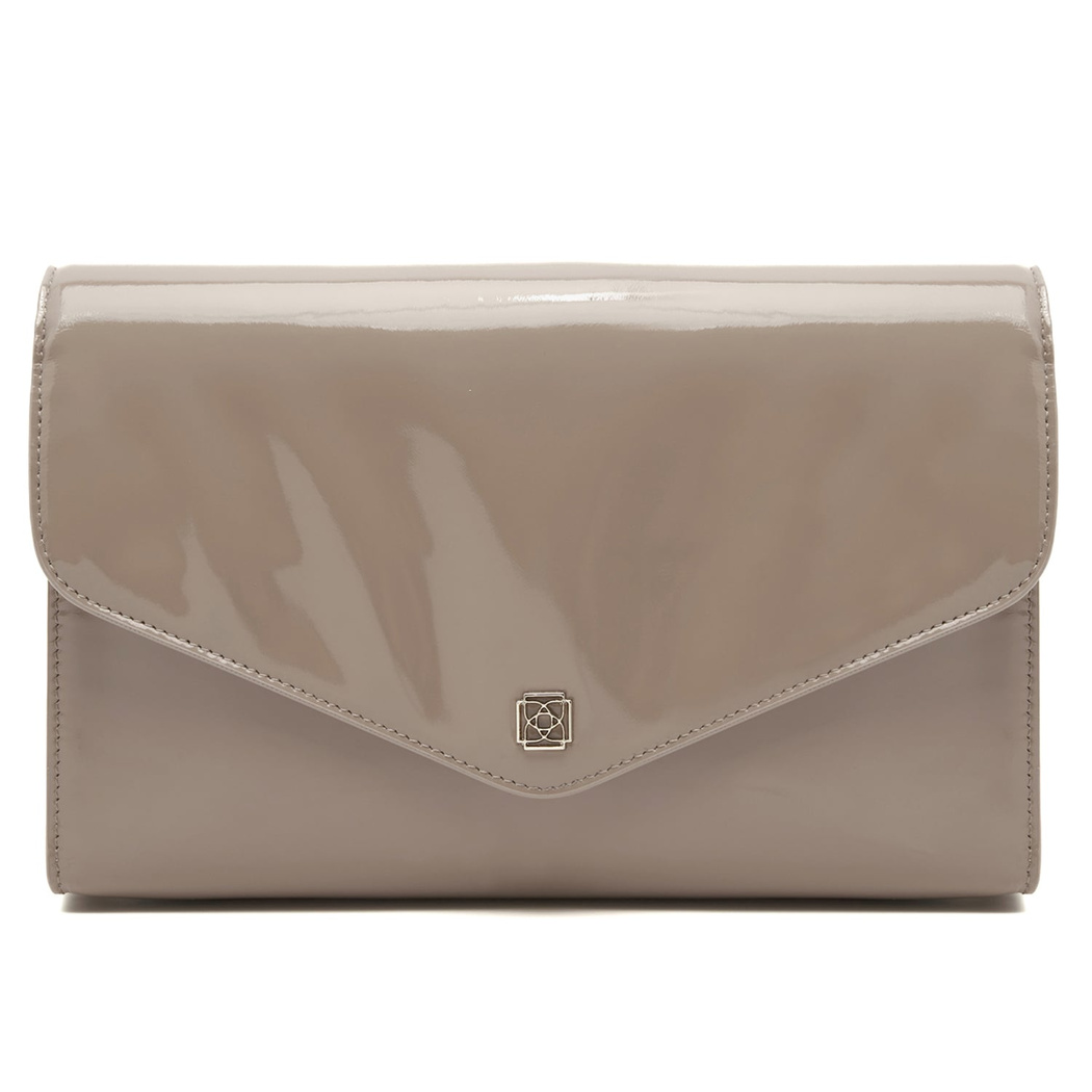 Maxima Bej Kadın Rugan Deri Clutch 