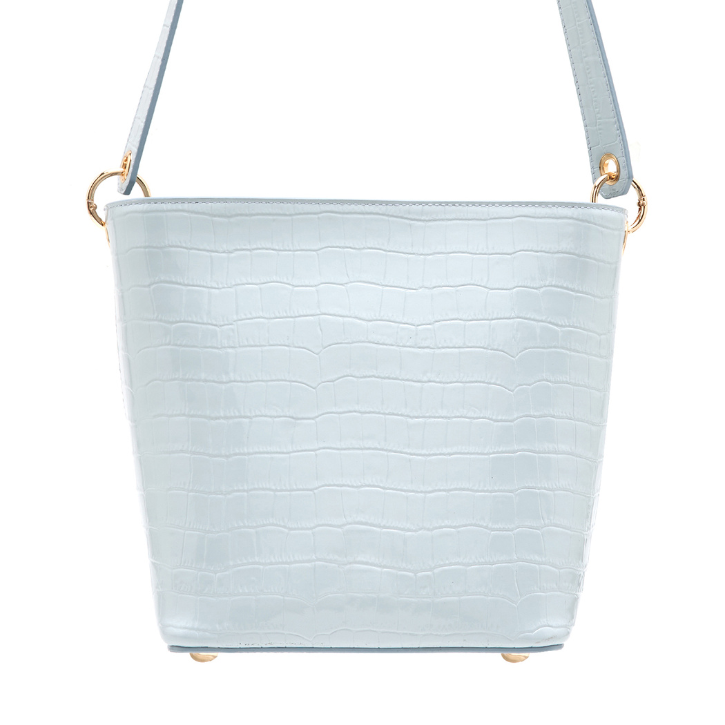 Maximar Mavi Kadın Kroko Baskılı Deri Omuz Çantası