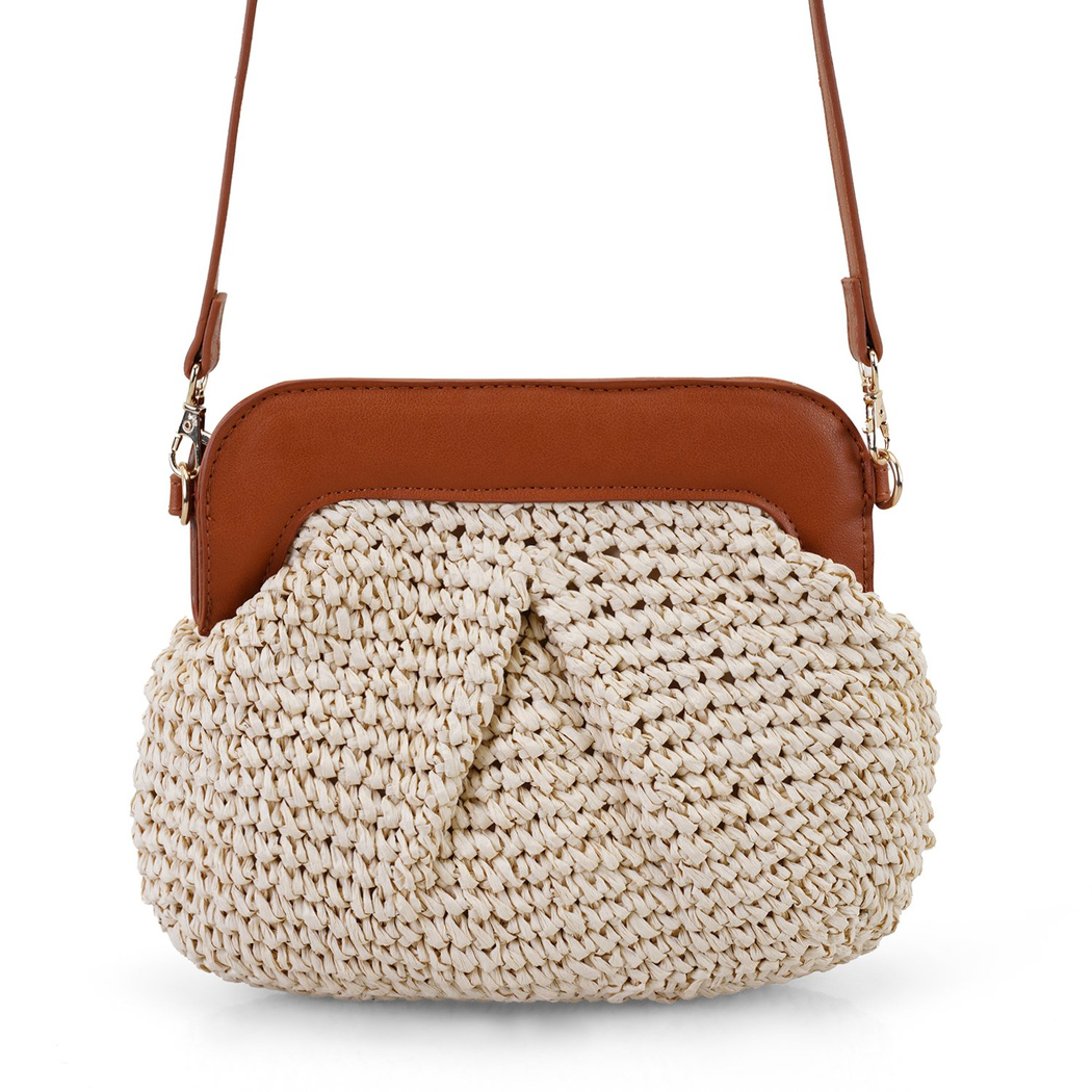 Melany Bej Kadın Hasır Omuz Çantası