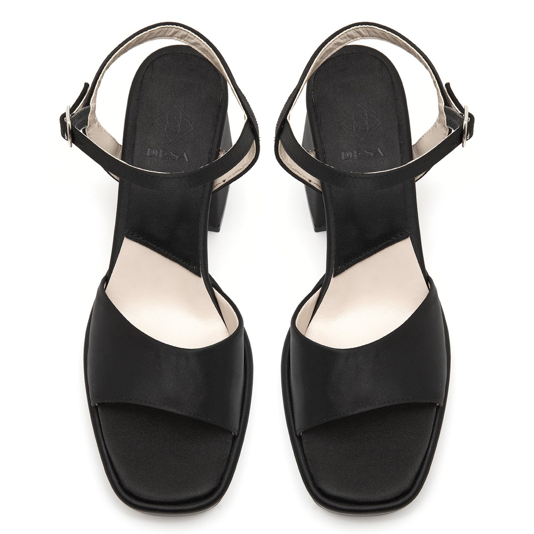 Mellina Saten Siyah Kadın Topuklu Sandalet