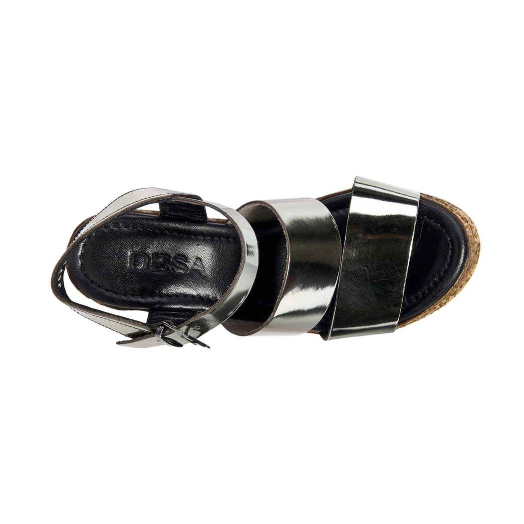 Metalik Kadın Dolgu Topuk Sandalet