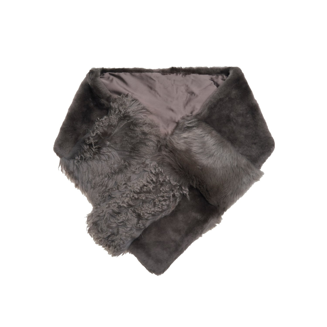 Miranna Gri Kadın Kürk Şal Yaka