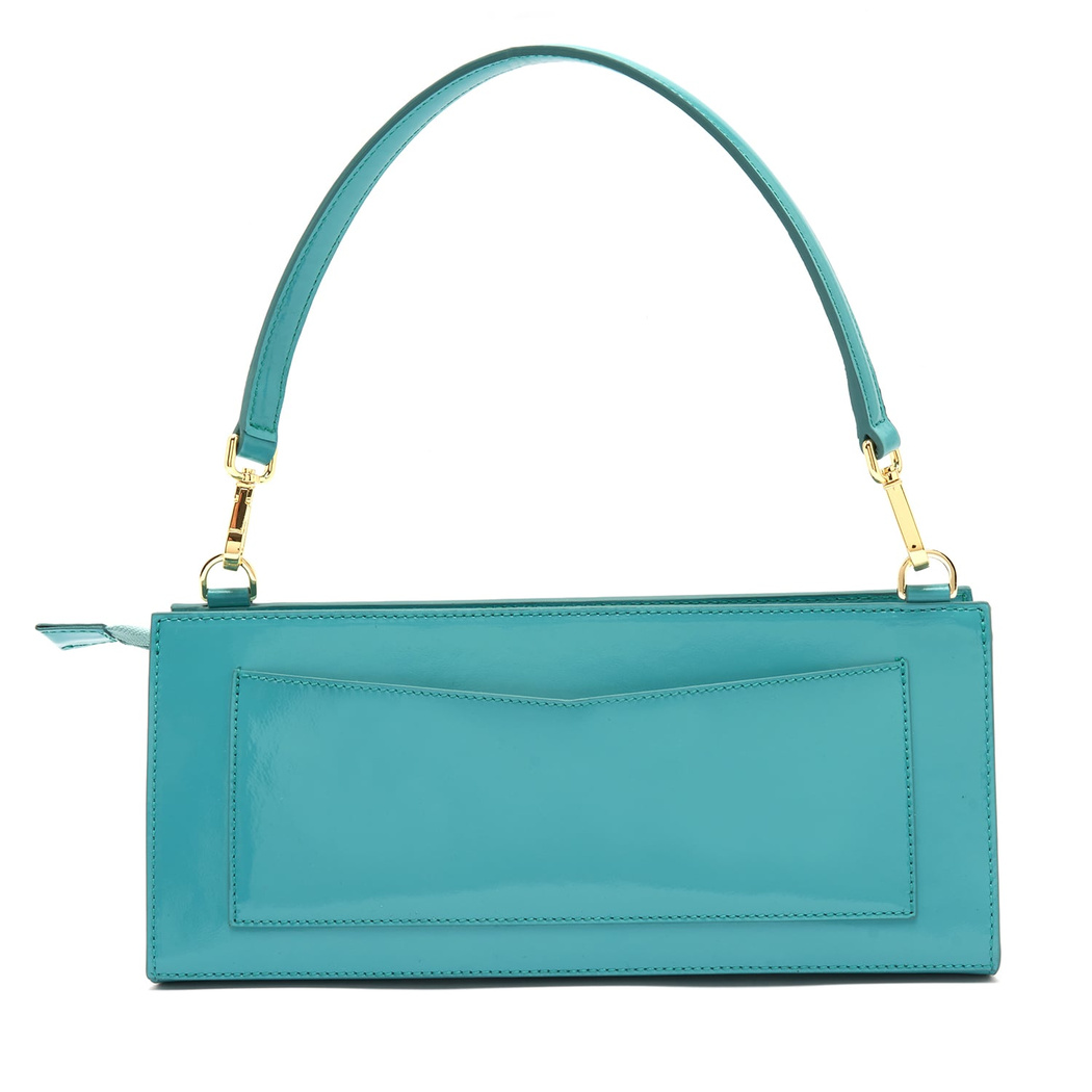 Miuna Turkuaz Kadın Rugan Deri El Çantası