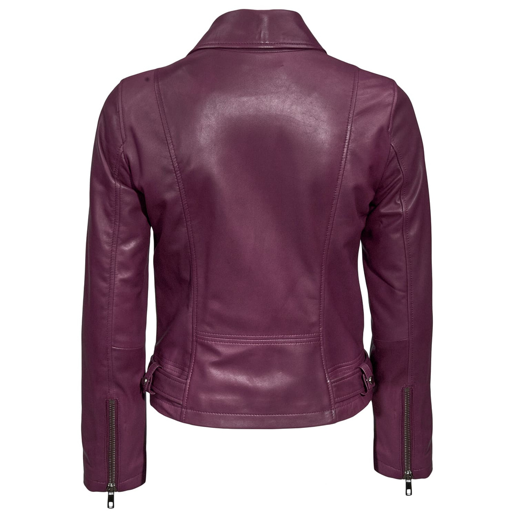 Mor Lisa Kadın Deri Biker Mont