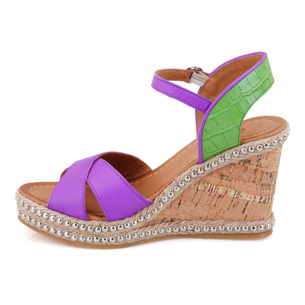 Nadia Mor Kadın Dolgu Topuklu Deri Sandalet