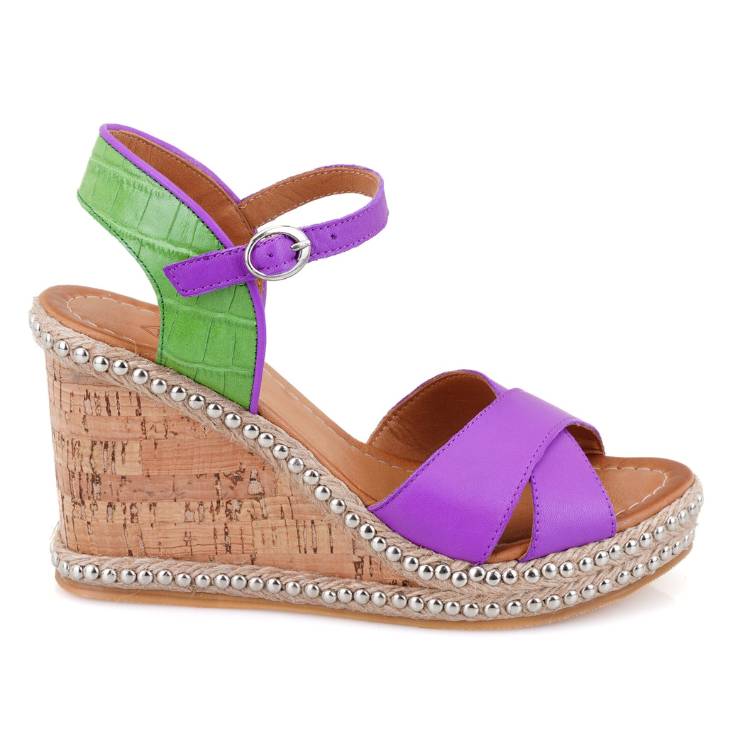 Nadia Mor Kadın Dolgu Topuklu Deri Sandalet