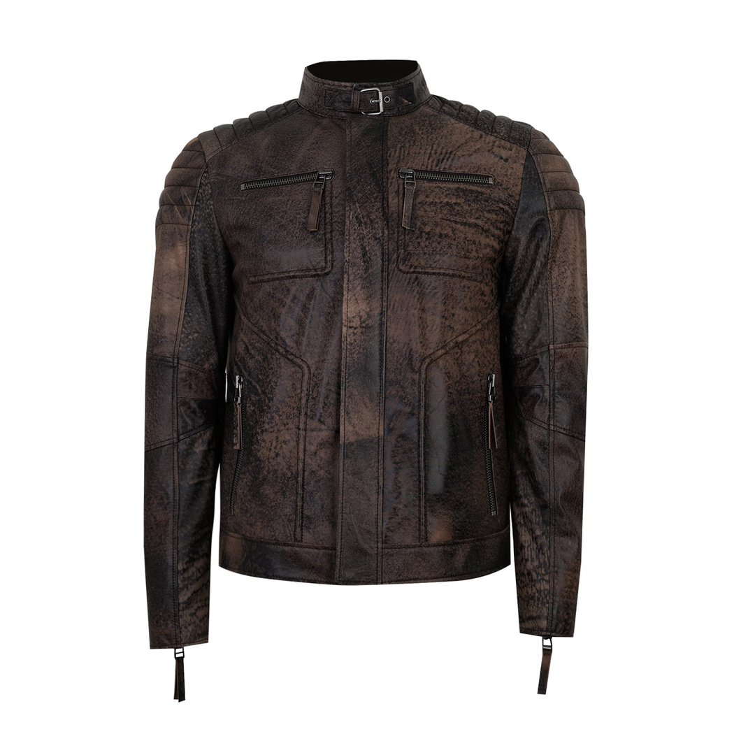 Nancy Kahve Erkek Vintage Deri Mont