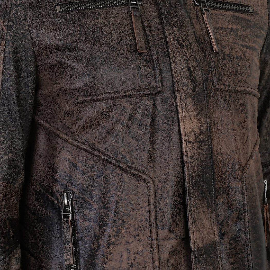 Nancy Kahve Erkek Vintage Deri Mont