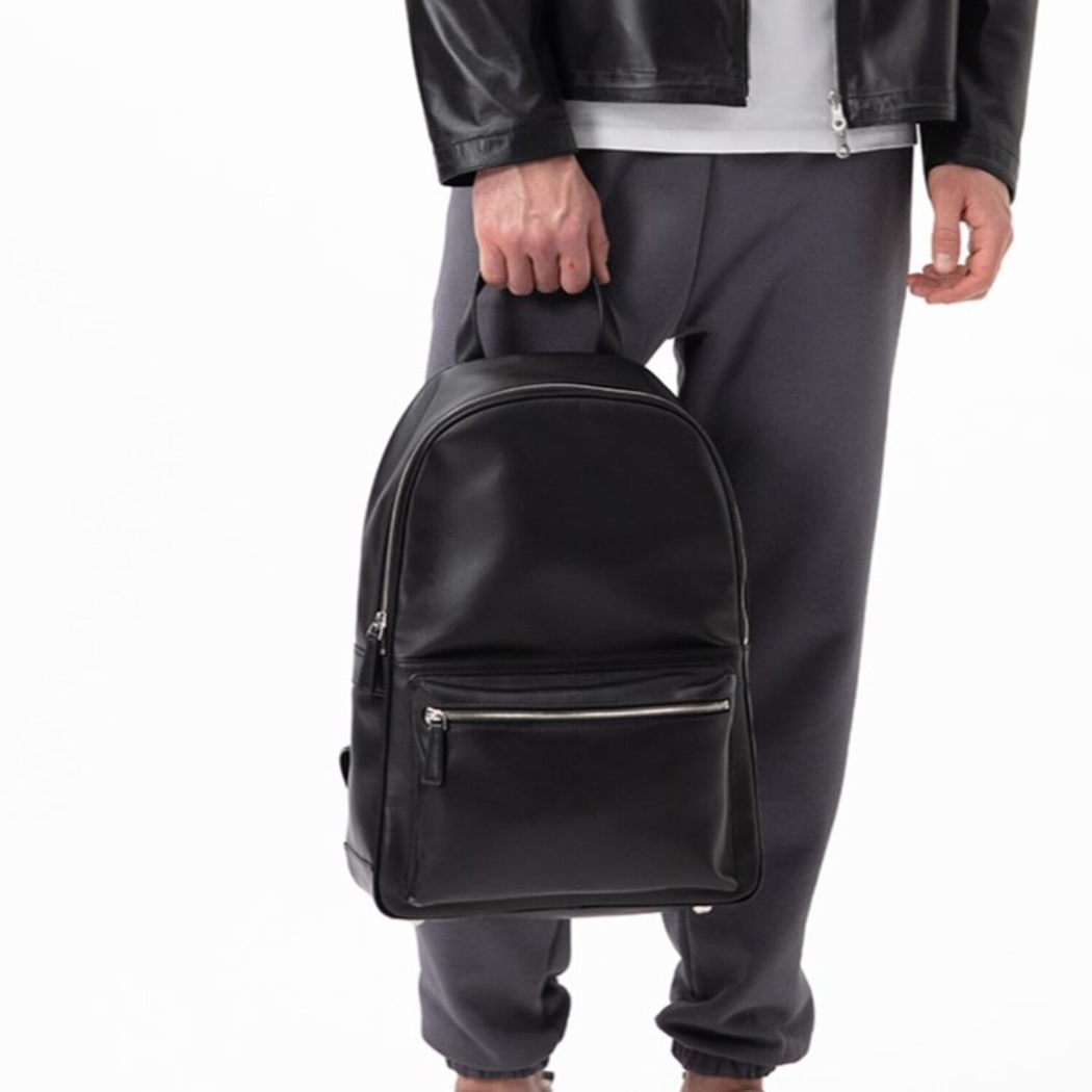 Nathan Siyah Deri Sırt Çantası