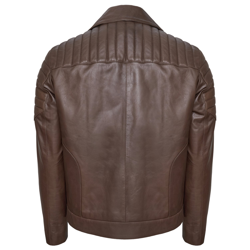 Nereo Kahve Erkek Deri Biker Mont