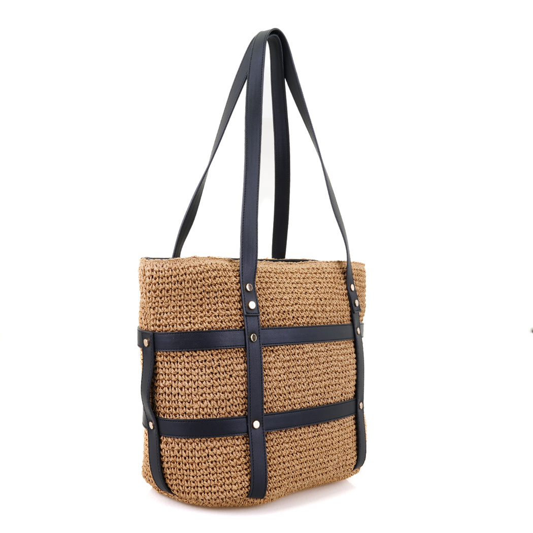 Nick Siyah Kadın Hasır Omuz Çantası