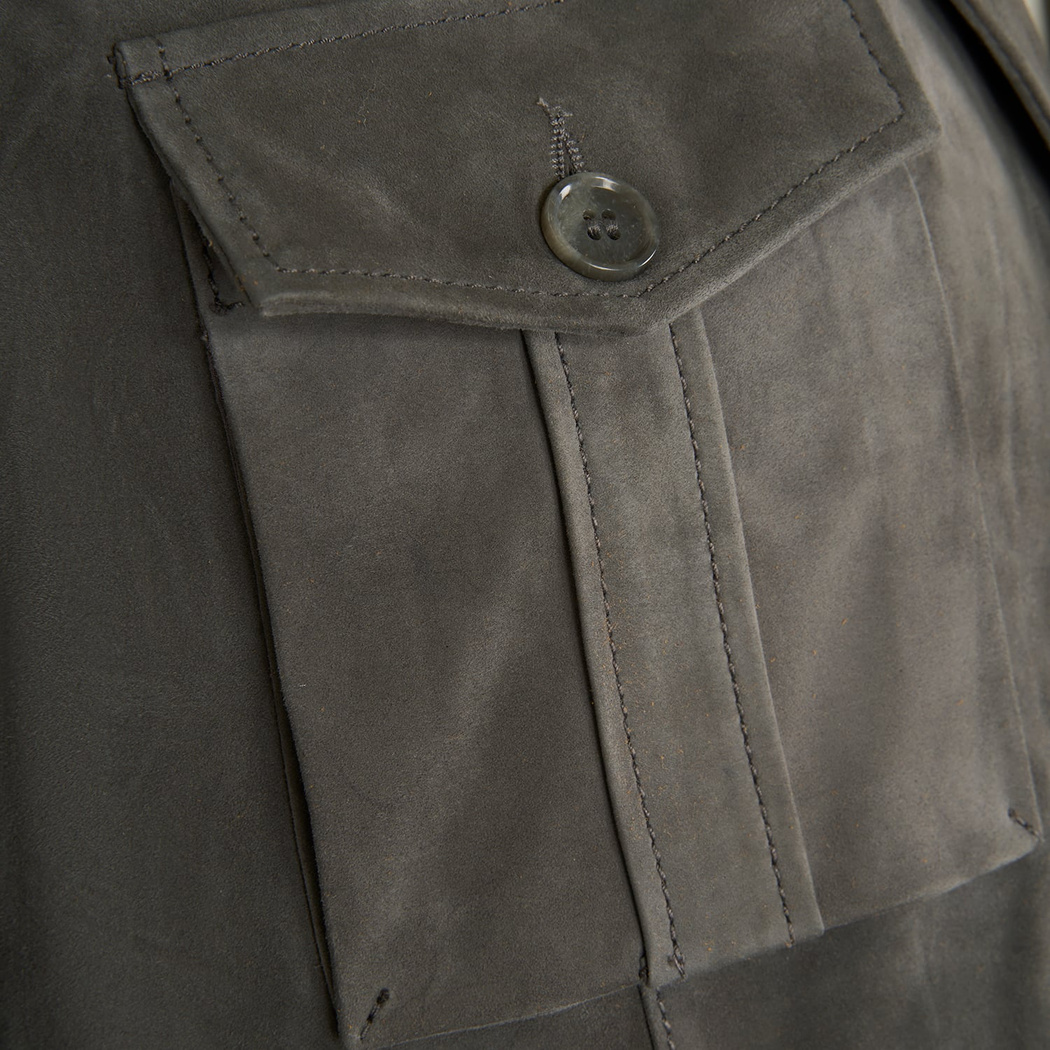 Nicolie Gri Erkek Süet Safari Ceket