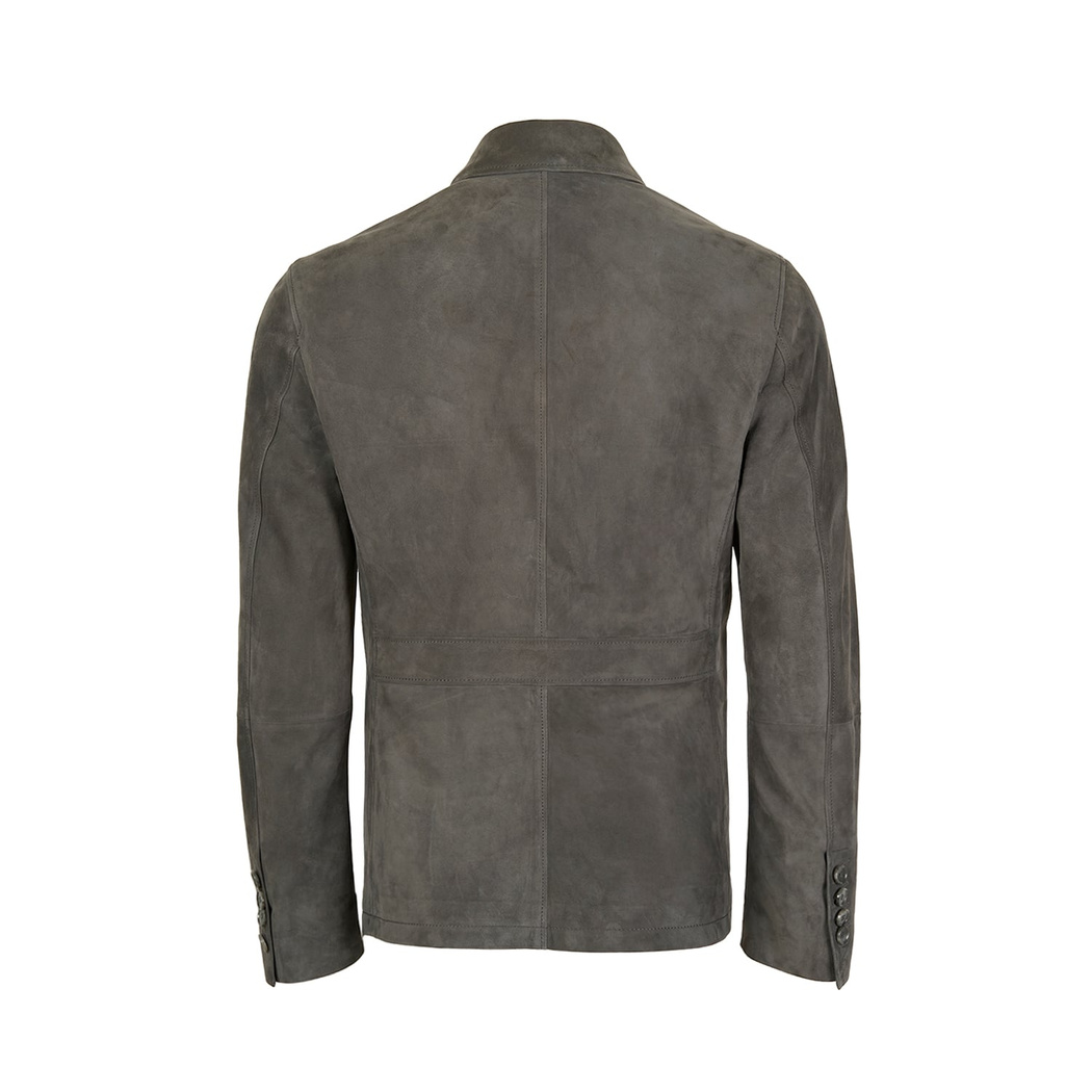 Nicolie Gri Erkek Süet Safari Ceket