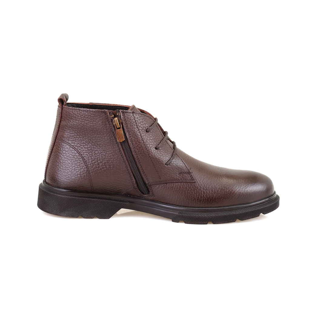 Nicolo Kahve Erkek Fermuarlı Deri Bot