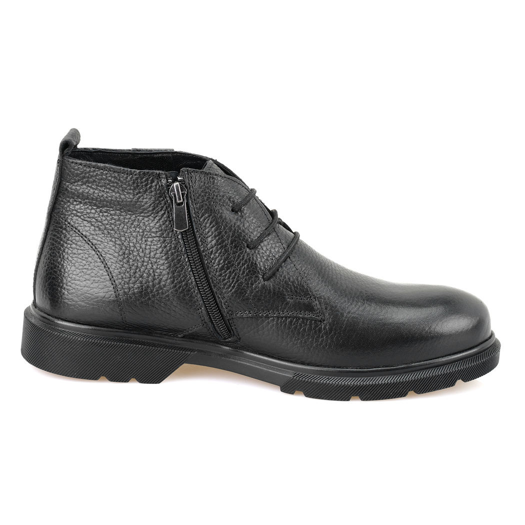 Nicolo Siyah Erkek Fermuarlı Deri Bot