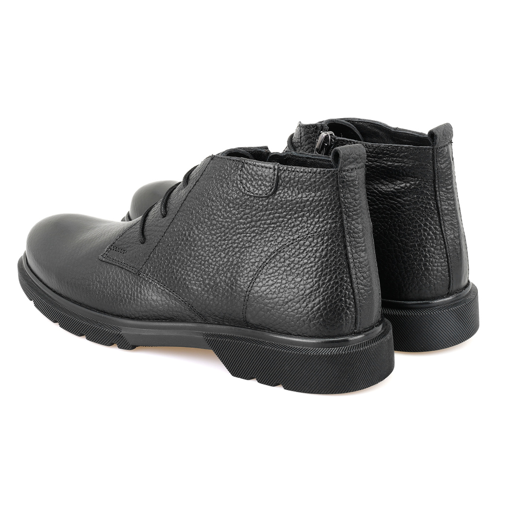 Nicolo Siyah Erkek Fermuarlı Deri Bot