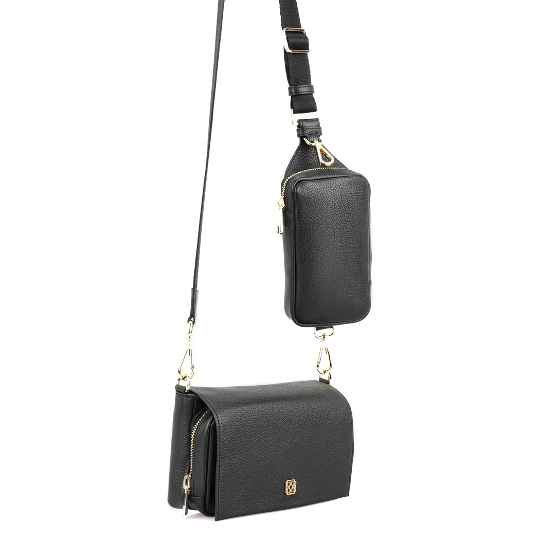 Nikoo Siyah Kadın Deri Çapraz Omuz Çantası