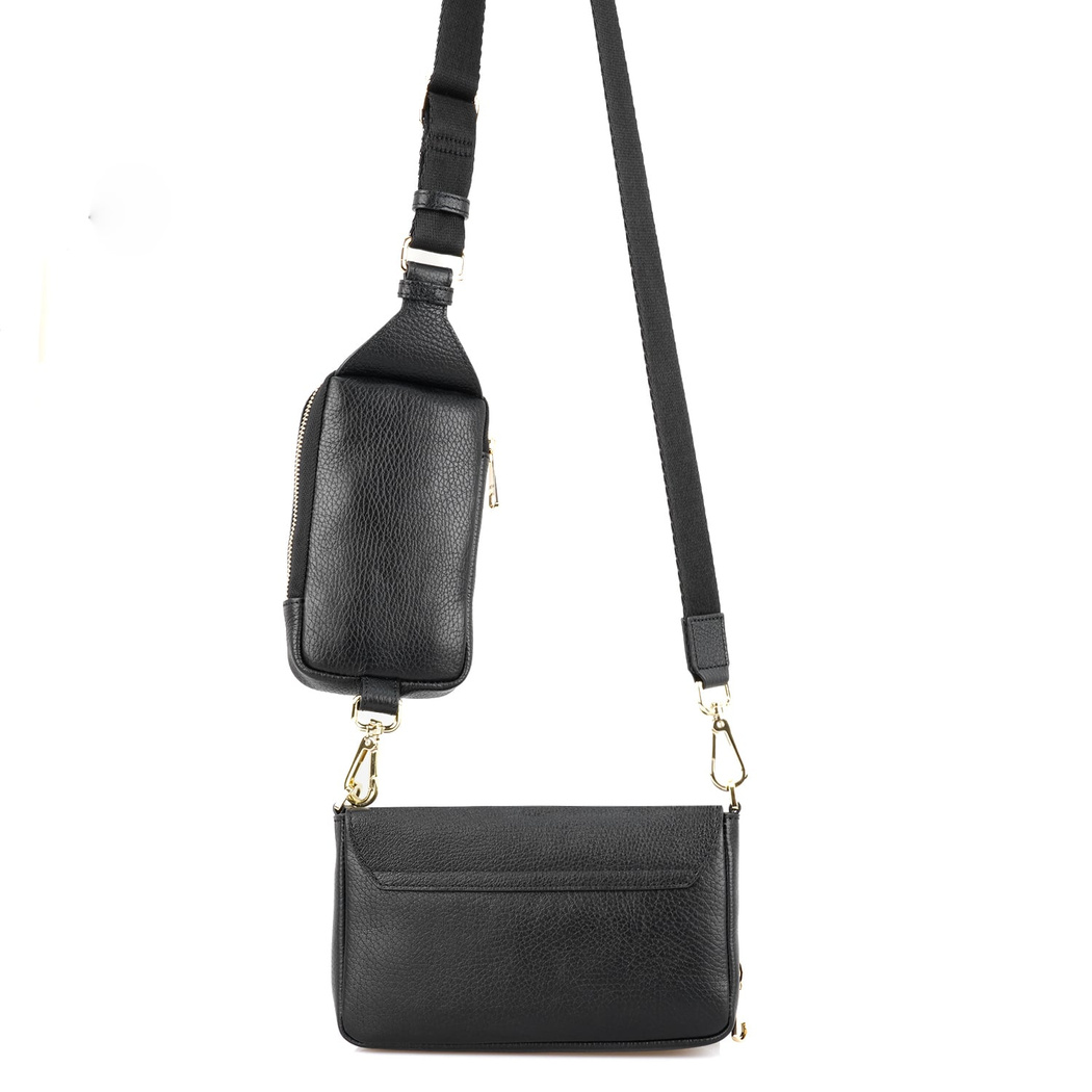 Nikoo Siyah Kadın Deri Çapraz Omuz Çantası