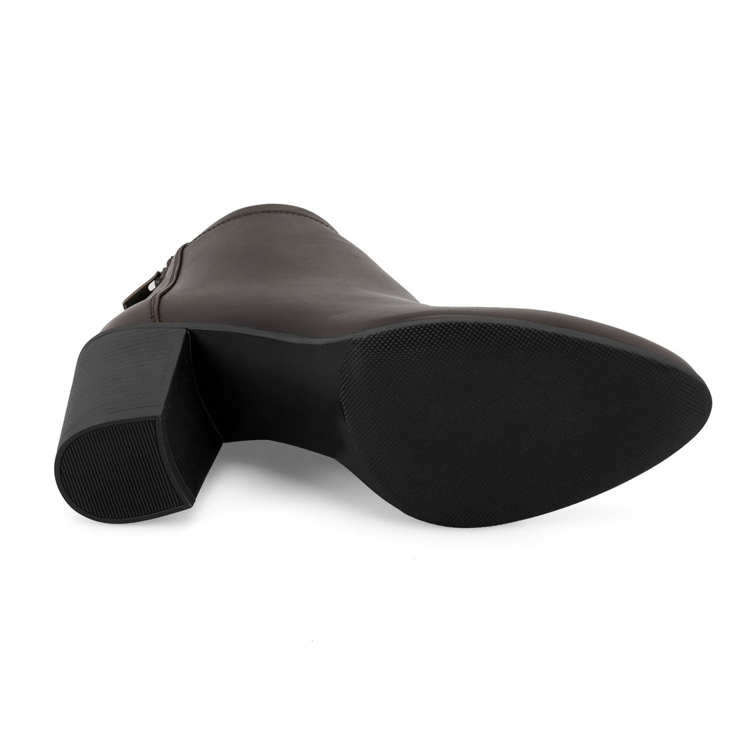 Nillie Kahve Kadın Fermuarlı Topuklu Deri Bot