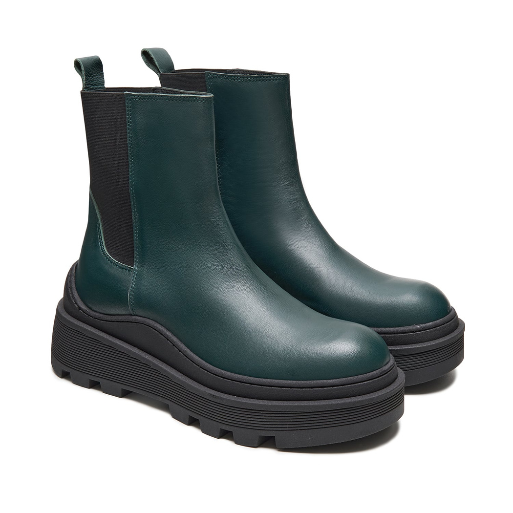 Ninny Haki Kadın Yandan Lastikli Deri Chelsea Bot