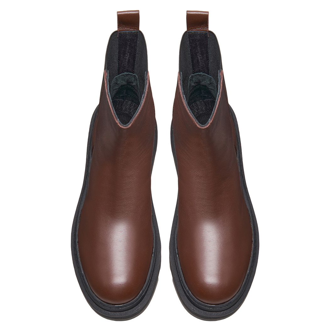 Ninny Kahve Kadın Yandan Lastikli Deri Chelsea Bot