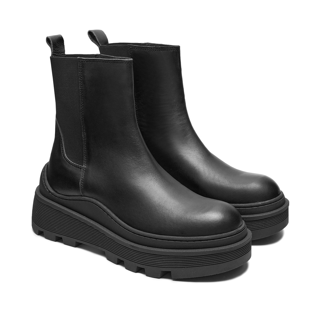 Ninny Siyah Kadın Yandan Lastikli Deri Chelsea Bot