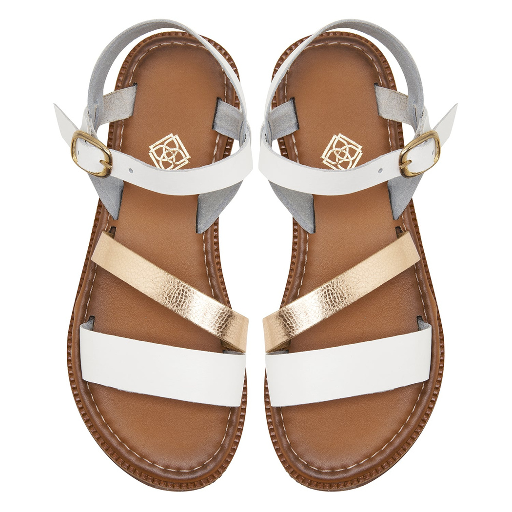 Ore Beyaz Kadın Deri Sandalet