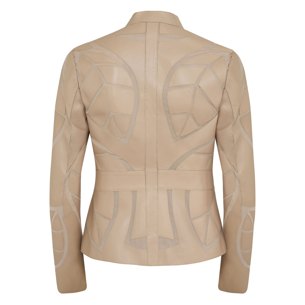 Origa Kadın Yaprak Panelli Deri Ceket