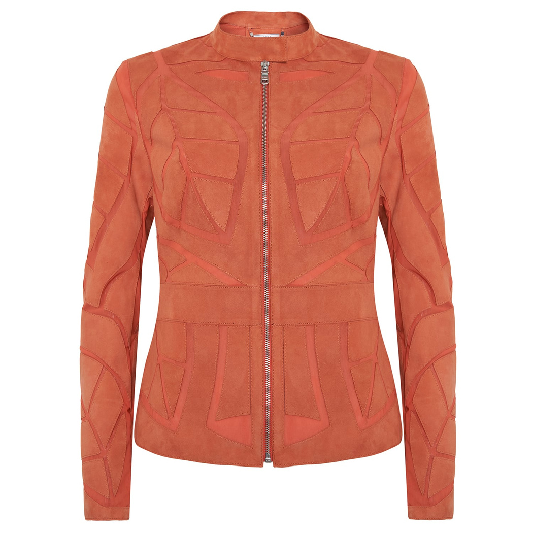 Origa Kadın Yaprak Panelli Deri Ceket