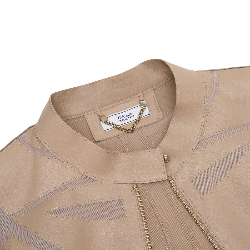 Origa Kadın Yaprak Panelli Deri Ceket