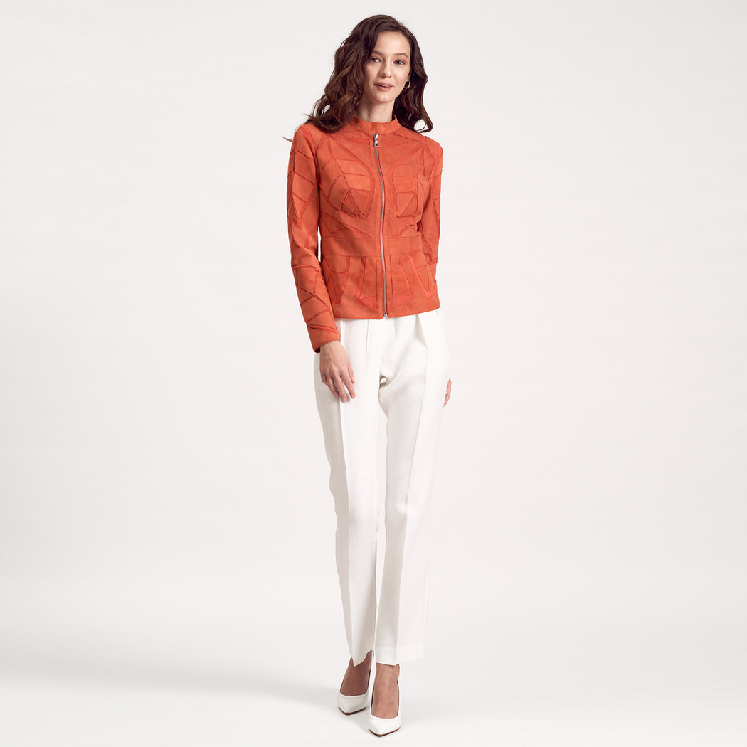 Origa Kadın Yaprak Panelli Deri Ceket