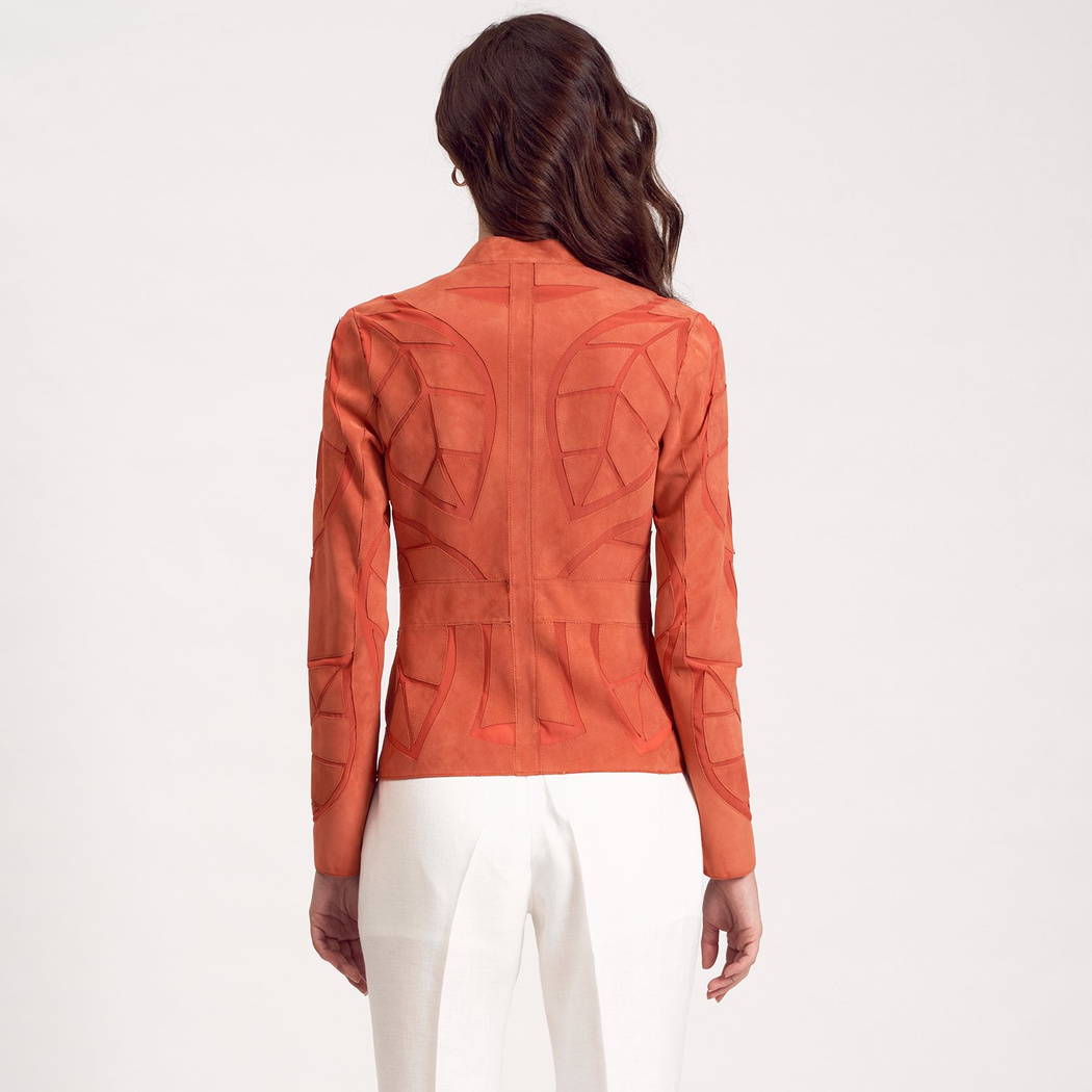 Origa Kadın Yaprak Panelli Deri Ceket