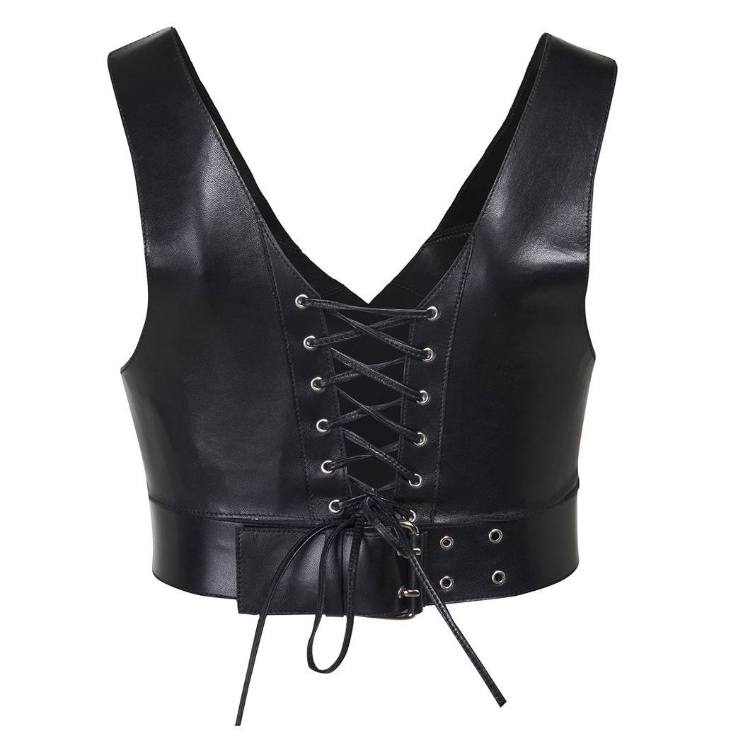 Orsina Siyah Kadın Deri Büstiyer