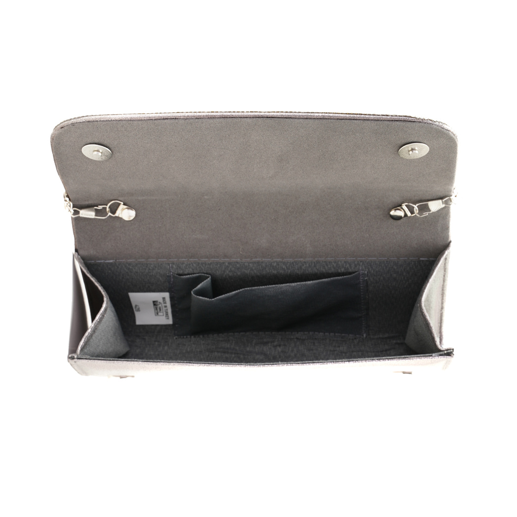 Oskar Gri Kadın Parlak Taşlı Gece Çantası