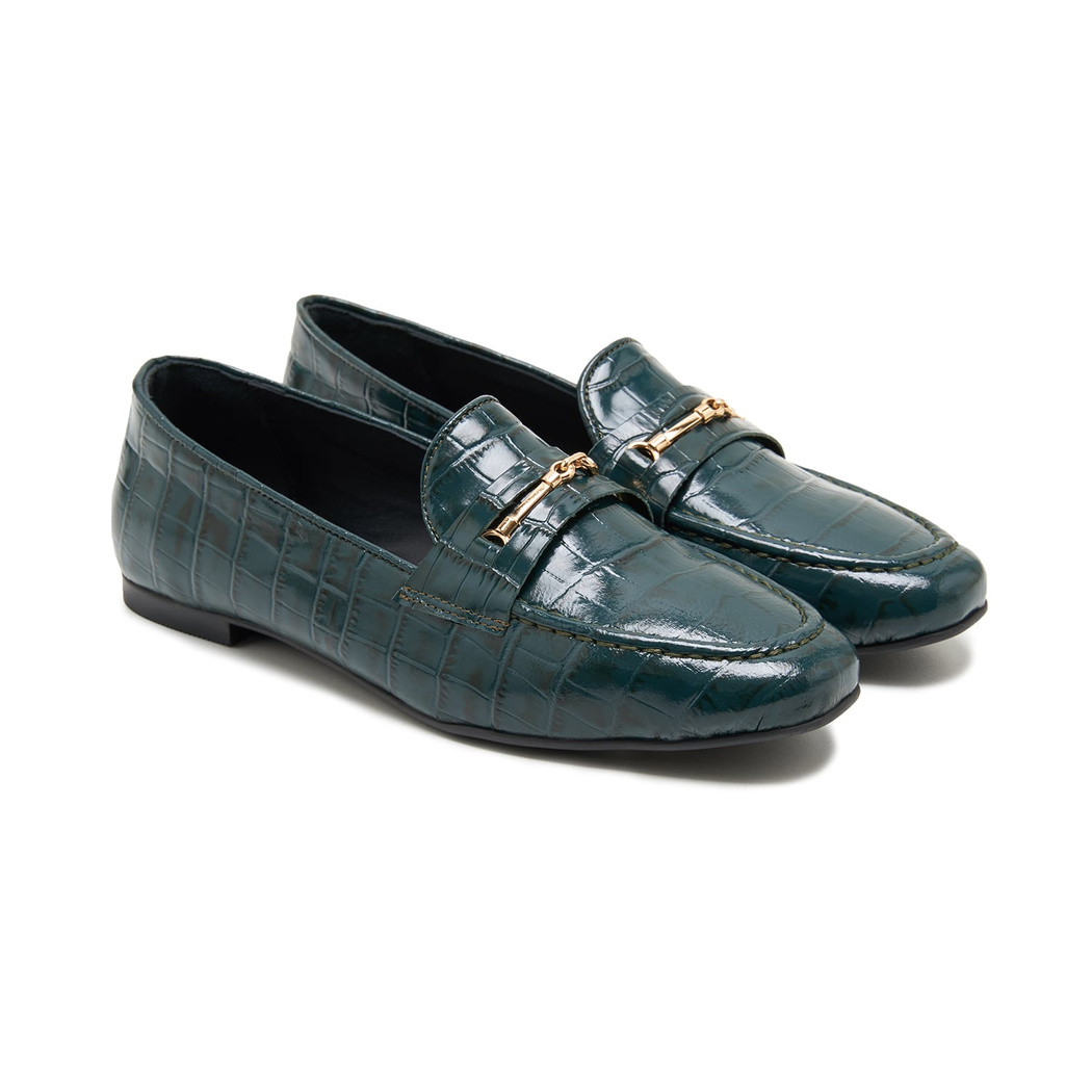 Palmera Yeşil Kadin Deri Loafer Günlük Ayakkabi