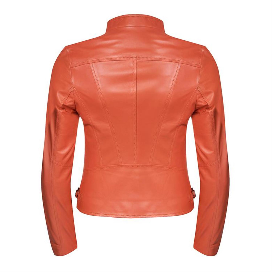 Paride Turuncu Kadın Deri Ceket