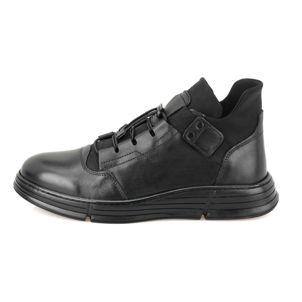 Pavel Siyah Erkek Bağcıklı Deri Bot