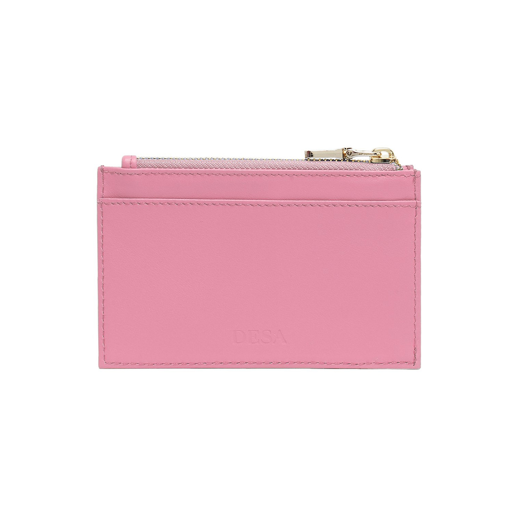 Pembe Fermuarlı Deri Kartlık