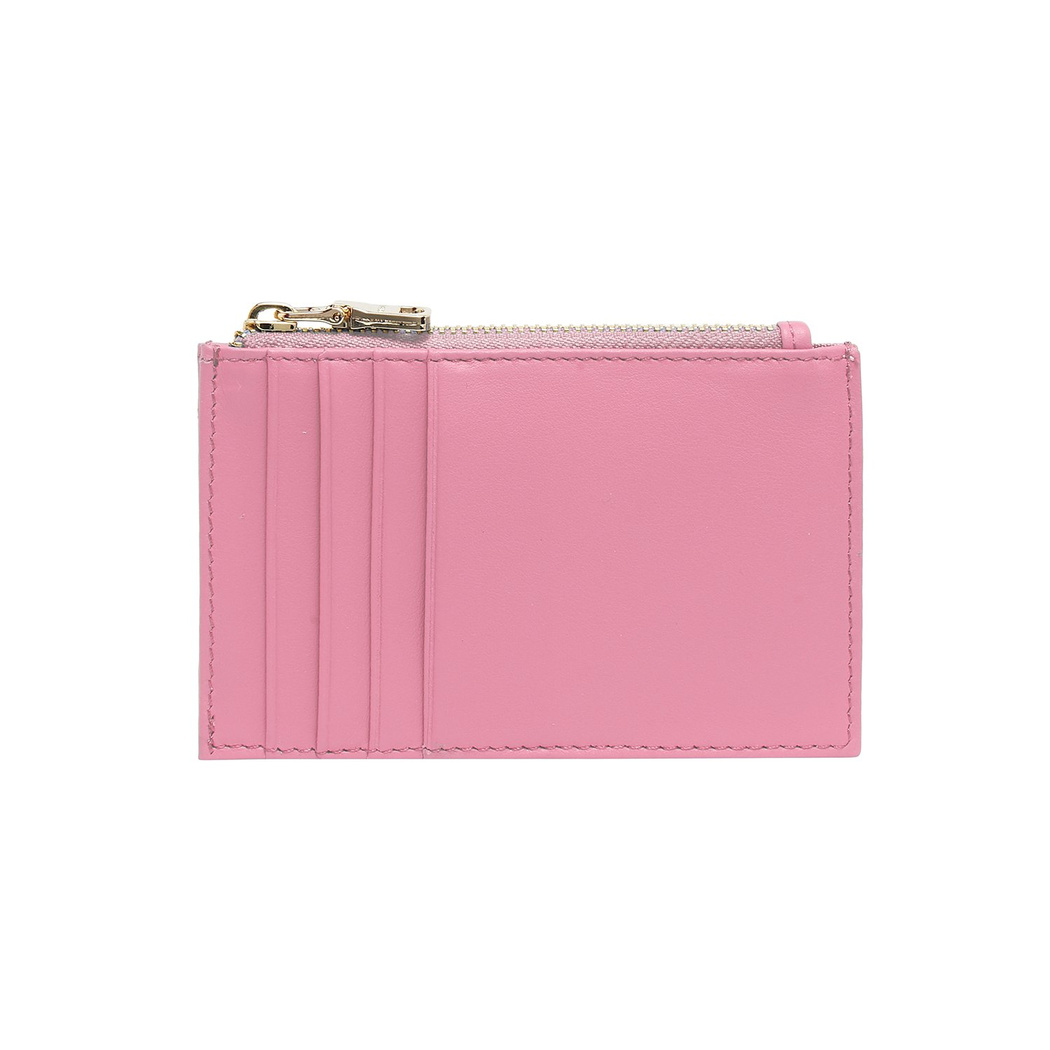 Pembe Fermuarlı Deri Kartlık