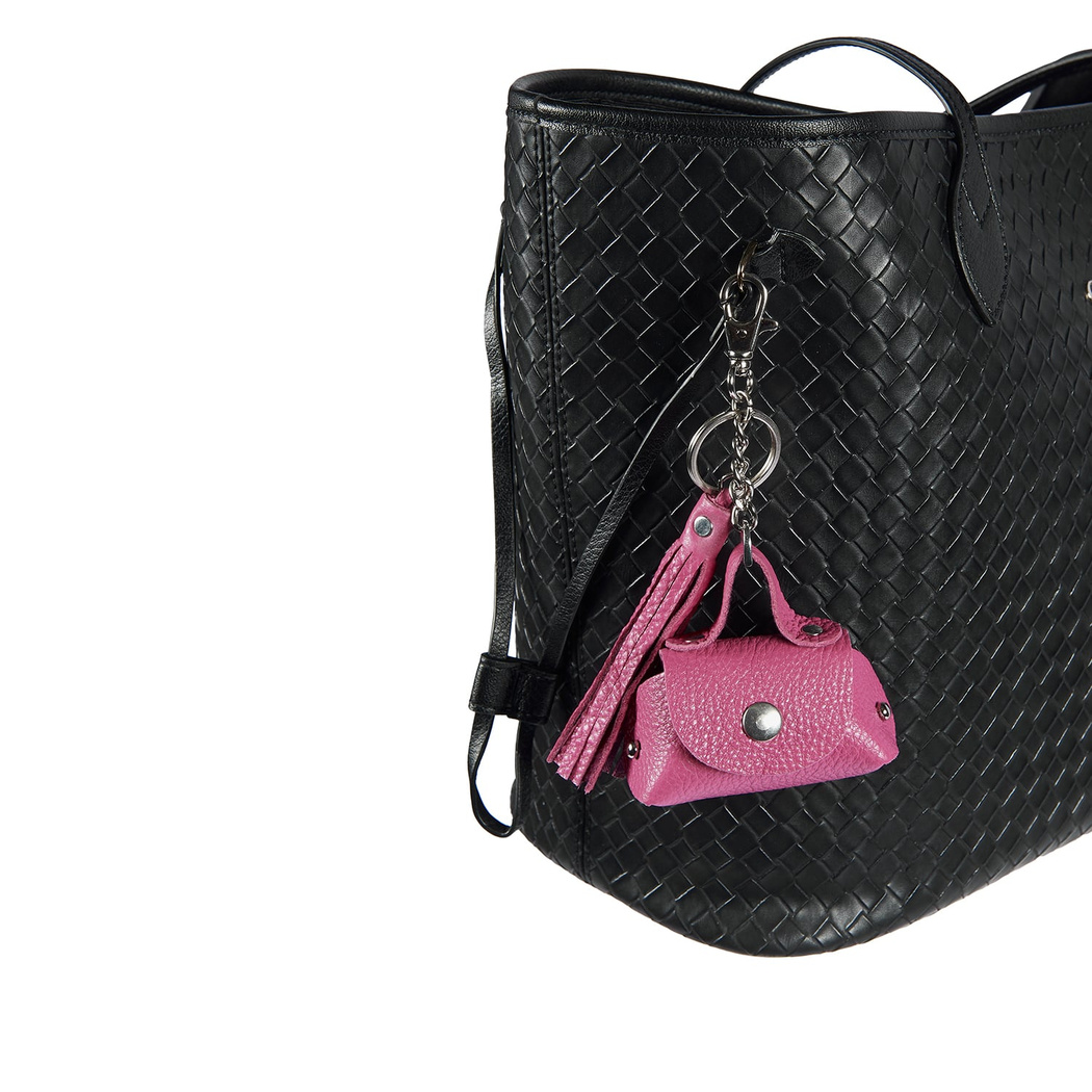 Pembe Mini Deri Anahtarlık