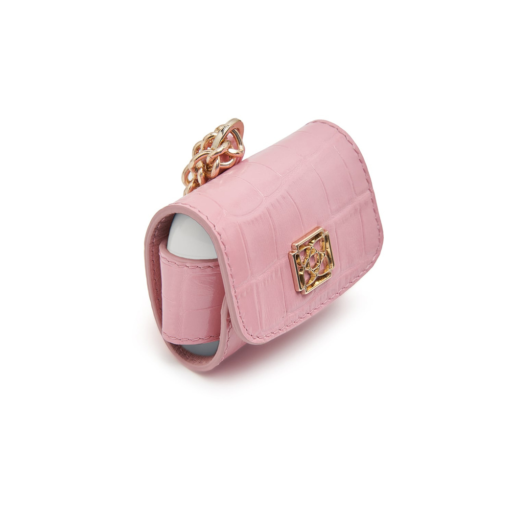 Pembe Zincir Detaylı Deri Airpods Pro Kılıfı