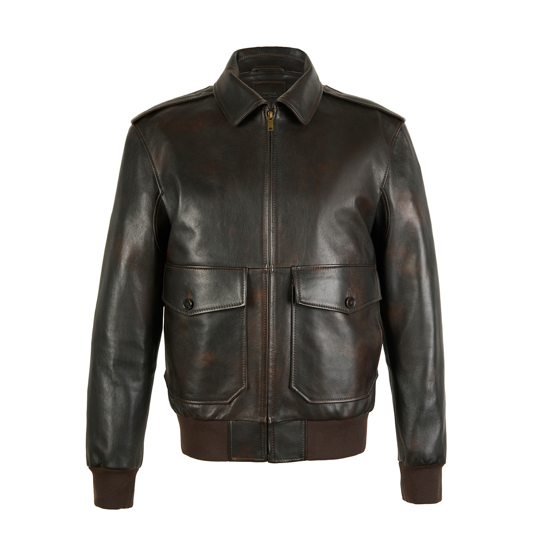 Piero Koyu Gri Erkek Deri Bomber Ceket