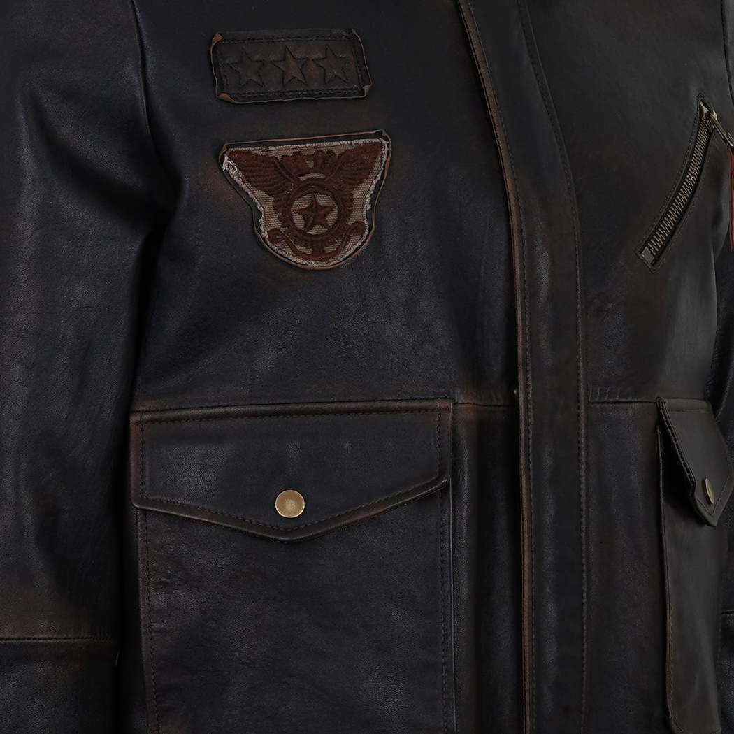 Pietto Kahve Erkek Vintage Deri Biker Ceket